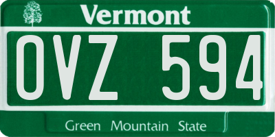 VT license plate OVZ594