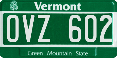 VT license plate OVZ602