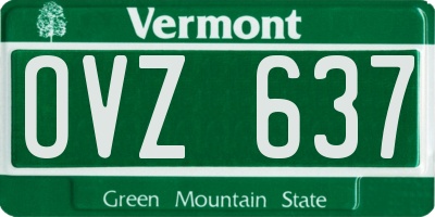VT license plate OVZ637