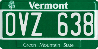 VT license plate OVZ638