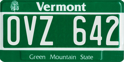 VT license plate OVZ642