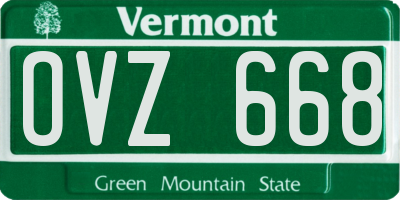 VT license plate OVZ668