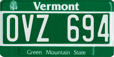 VT license plate OVZ694