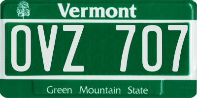 VT license plate OVZ707