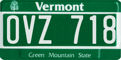 VT license plate OVZ718
