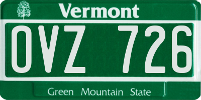 VT license plate OVZ726