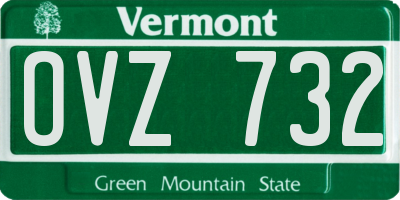 VT license plate OVZ732