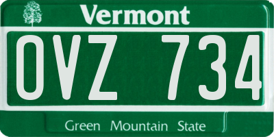 VT license plate OVZ734