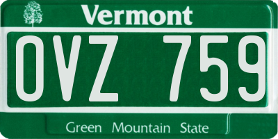 VT license plate OVZ759