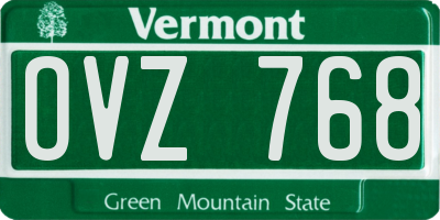 VT license plate OVZ768