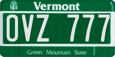 VT license plate OVZ777