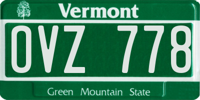 VT license plate OVZ778