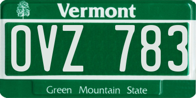 VT license plate OVZ783