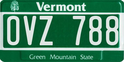 VT license plate OVZ788