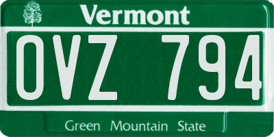 VT license plate OVZ794