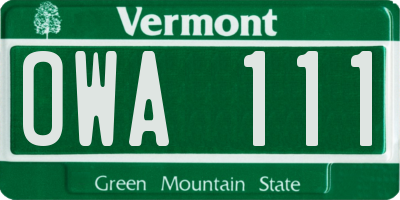 VT license plate OWA111