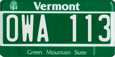VT license plate OWA113