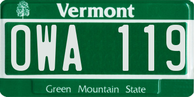 VT license plate OWA119