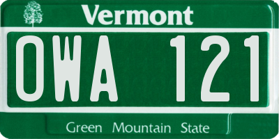 VT license plate OWA121