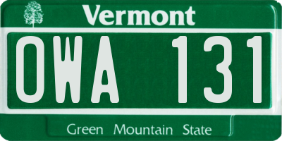 VT license plate OWA131