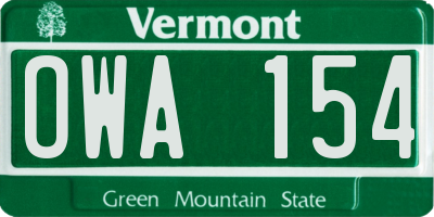 VT license plate OWA154