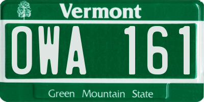 VT license plate OWA161