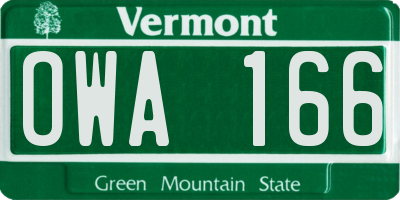 VT license plate OWA166