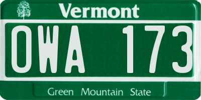 VT license plate OWA173