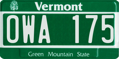 VT license plate OWA175