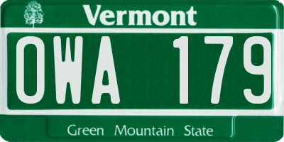 VT license plate OWA179
