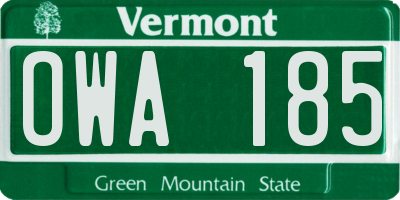 VT license plate OWA185