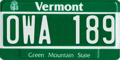 VT license plate OWA189