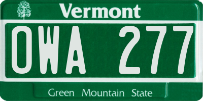 VT license plate OWA277