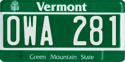 VT license plate OWA281