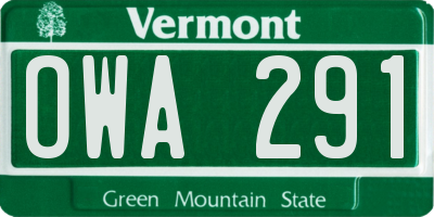 VT license plate OWA291
