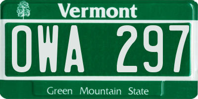VT license plate OWA297