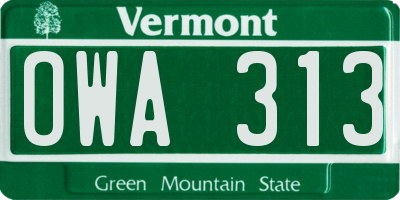 VT license plate OWA313