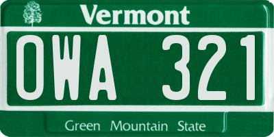 VT license plate OWA321