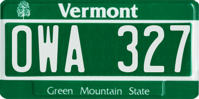 VT license plate OWA327