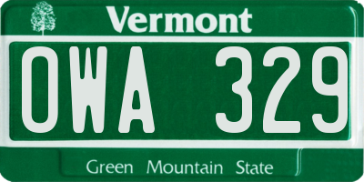 VT license plate OWA329