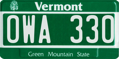 VT license plate OWA330