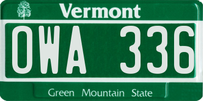 VT license plate OWA336