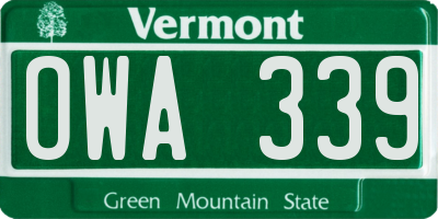 VT license plate OWA339