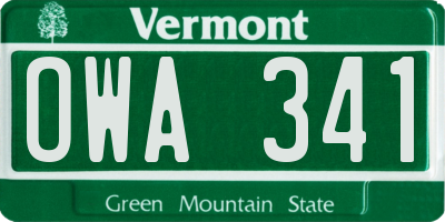 VT license plate OWA341