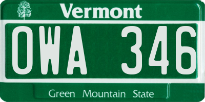 VT license plate OWA346