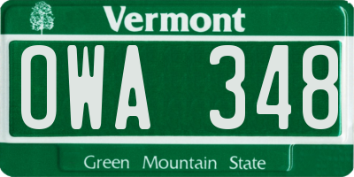 VT license plate OWA348