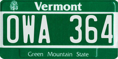 VT license plate OWA364