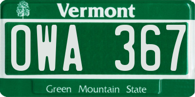 VT license plate OWA367