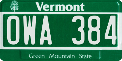 VT license plate OWA384