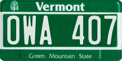 VT license plate OWA407